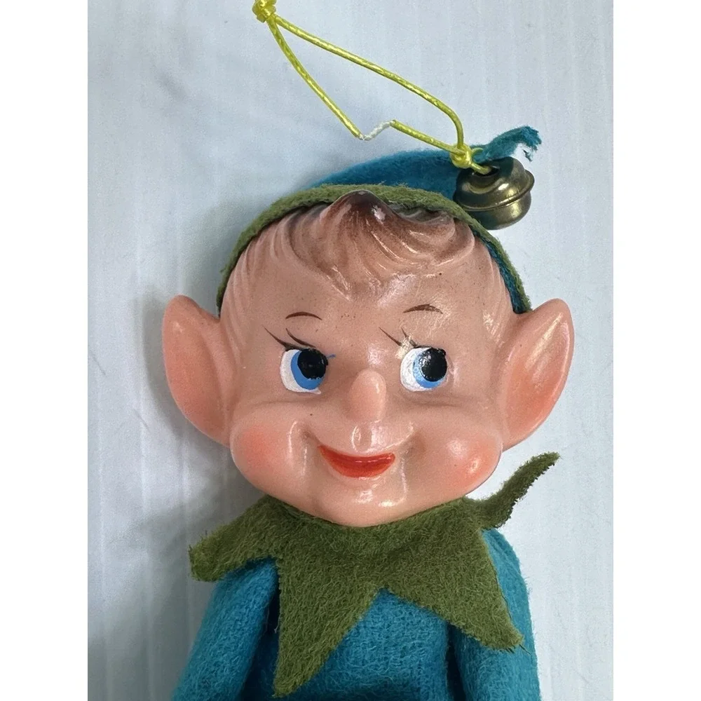Vintage Knee Hugger Pixie Elf Christmas Ornament Shelf Sitter Made in Japan MCM